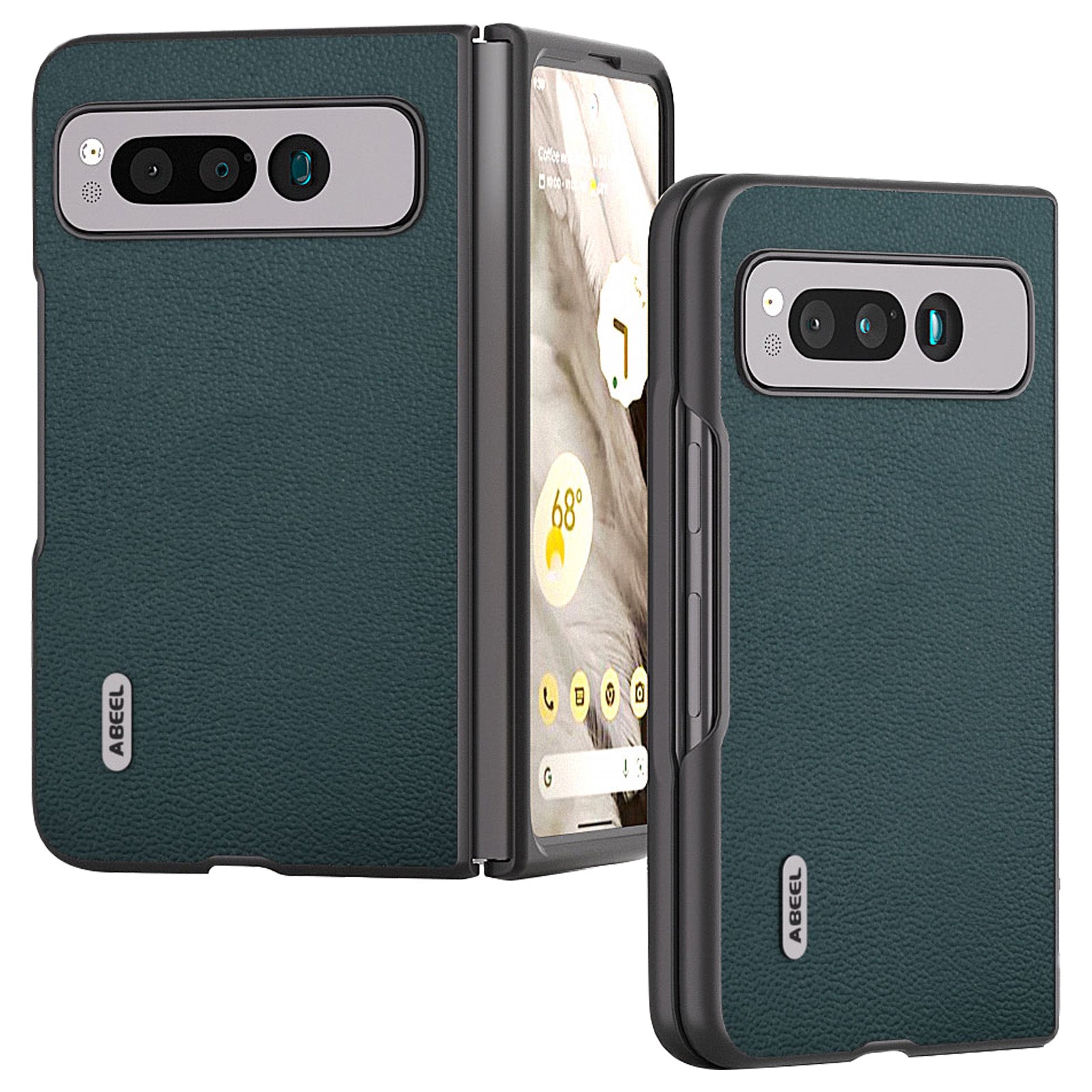 Uniqkart for Google Pixel Fold Protective Cover Genuine Cow Leather + PC Litchi Texture Phone Case - Midnight Green Uniqkart for Google Pixel Fold Protective Cover Genuine Cow Leather + PC Litchi Texture Phone Case - Midnight Green